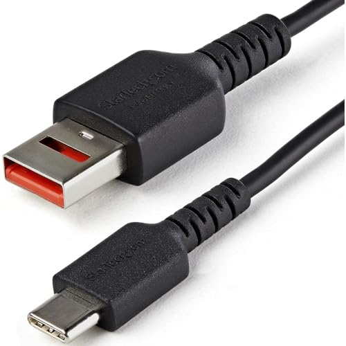 StarTech Câble USB-A vers USB-C Data Blocker Charge Seule 1m (USBSCHAC1M) | Bloqueur de données, Charge sécurisée, Anti-espion, TPE noir, Blindage aluminium