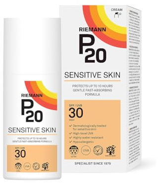 RIEMANN P20 SPF30 Sensitive Sun Cream 200ml, High Level UVA Protection for up to 10 Hours, Allergy Certification, Water Resistant, Durable & Long Lasting, Sweat Resistant