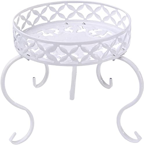 Youning Blumenständer Metall Pflanzenständer Retro Stil Blumentopf Ständer Blumentopfhalter aus Schmiedeeisen, Eisen Hocker Blumenhocker Topfgestell für Innen und Außenbereiche (Weiß)