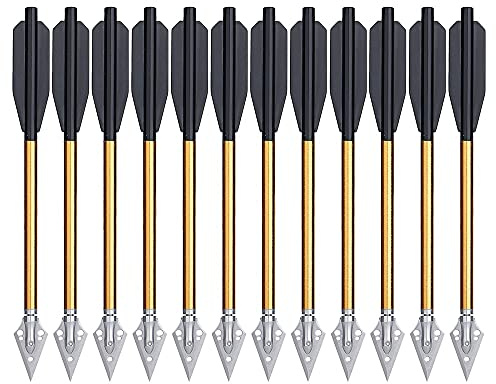 Huntingdoor 6,7” Aluminium Pistole Armbrust Bolzen Pfeile mit Jagdspitze Bogenschießen Armbrustpfeile Jagd Armbrustbolzen für 50-80 LB Armbrust 12/24 STK