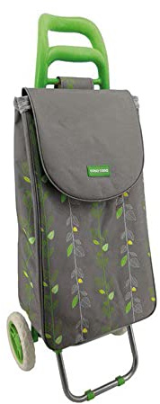 Casa&Casa Natural Leaves Shopping Trolley on Wheels | 45L Huge Capacity, Elegant and Foldable Shopping Cart for Groceries|2 Wheel| Thermal Liner | Bespoke Designs