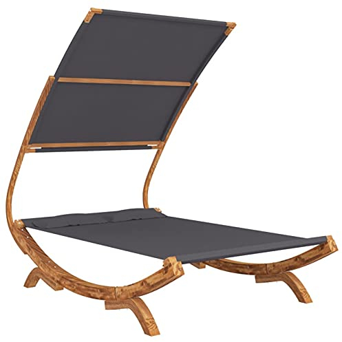 Gecheer Amaca in legno massiccio con tetto, lettino da giardino, lettino da giardino, terrazza, 165 x 198 x 140 cm (larghezza x profondità x altezza), antracite