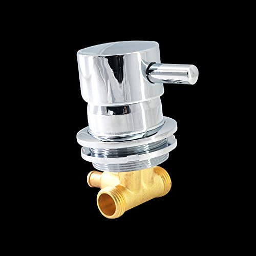 Inverseur Sortie à 1 Voie Filetage Vis Intubation Robinet Douche Robinet Laiton Froid et Chaud Mélangeur Eau Froide Chaude 50-55mm Taille Trou, Noyau Valve Céramique, Poignée Unique (Intubation 1)