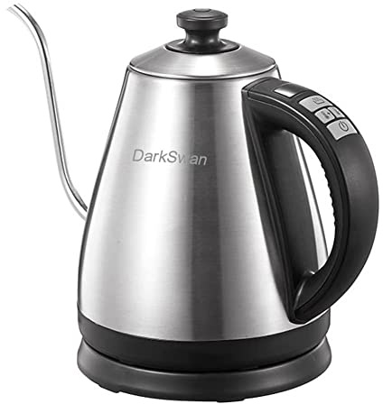 DarkSwan Schwanenhals wasserkocher heißwasserspender, 1.0L elektrisch teemaschine mit einstellbare Temperatur, Edelstahl 304 wasserspender teekocher für Kaffee & Teespezialitäten