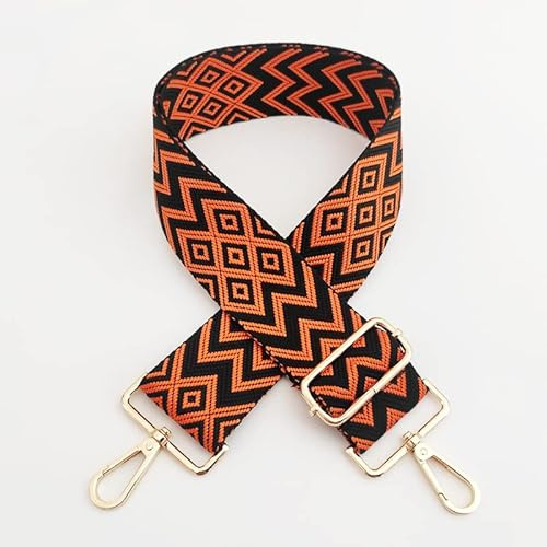 75-130cm Verstellbarer Schultergurt für Damen Handtaschen 5cm Breit Leinwand Umhängegurt mit Karabiner Universal Schulterriemen Taschengurt für Schultertasche Tragetaschen,Schwarz Orange