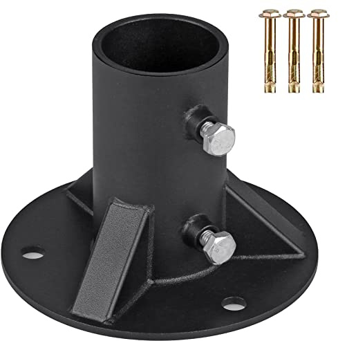 Insaga Bodenflansch für Zaunpfosten 2 (50,8 mm), schwere Ausführung, Pfostenhalterung für runde Pfosten (Außendurchmesser 48 mm) für Zaun/Briefkasten/Fahnenmast, Einzelstück