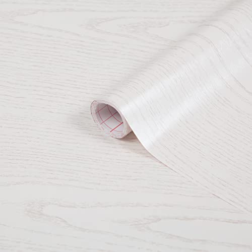 Vinyl Warehouse d-c-fix Wide Pearl White Wood Sticky Back Furniture Wrap Vinyl (W)90cm (L) Sold by The metre