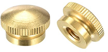 sourcing map Brass Knurled Thumb Nuts, M8x1.25mm Round Stepped Knobs Fasteners for 3D Printer, Electronic Equipment 2Pcs