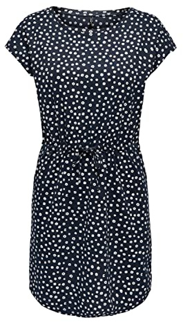 ONLY Onlmay Life S/S Dress Noos Damenkleid, Blau/Weiß, Blumen, Medium