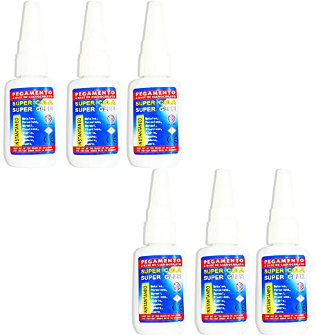 EUROXANTY Adhesivo | Pegamento instantáneo | Pegamento de Cianoacrilato con Boquilla aplicadora | Pegamento extrafuerte para Madera, Azulejos, Plástico y Metal | Pegamento rápido | Pack de 6