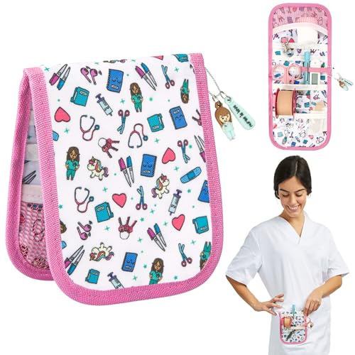 Nurse is Love Krankenschwester Taschenorganizer Farbe ROSA | Krankenschwester Zubehör & Arzt Zubehör. Passen zu Verbandschere | Krankenschwester Geschenke. Wasserfestes Material | Schneller Zugriff