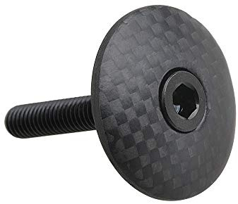 Wanyifa 1 1/8 3K Carbon Fiber Cycling Headset Stem Top Cap with M6x35mm Titanium Bolt (Matte with Black)