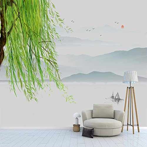 Fototapete 3D Blick auf den See 400 cm B x280 cm H Vlies Tapeten Wandtapete XXL Moderne Wanddeko Wohnzimmer Schlafzimmer Büro Flur