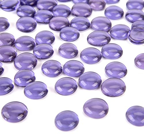 DomeStar 1LB Flat Glass Marbles, Purple Decorative Marbles for Vases Aquarium Pebbles Fish Tank Rocks Vase Fillers DIY Crafts Table Scatter Decor