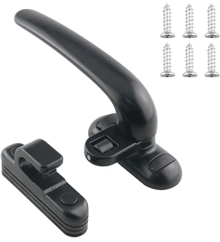 WHYHKJ Black Aluminum Alloy Door Window Locking Pulls Interior and Exterior Window Lock Handles Casement Window Lock, Left Handle