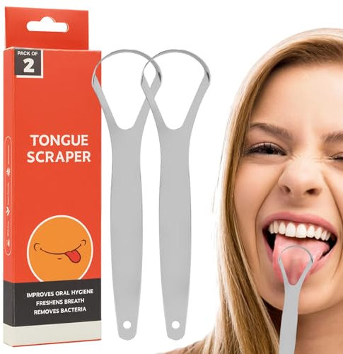 Rascador de lengua, raspador de lengua para adultos - Limpiador lingual de acero inoxidable para adultos - raspador bucal de viaje para eliminar el mal aliento y mejorar la higiene bucal