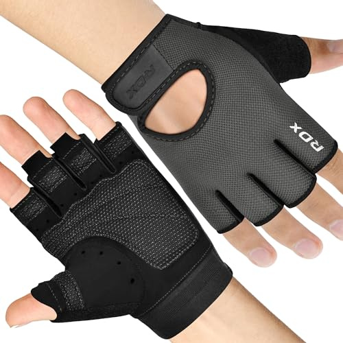 RDX Gants de Musculation pour Hommes Femmes, Ventilation Respirante avec Entraînement de Gym avec Demi-Doigt, Bonne Prise en Main, Fitness HIIT Entraînement, Bodybuilding Haltérophilie, Cyclisme