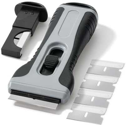 Bates- Razor Blade Scraper, Razor Scraper Set with 15 Extra Blades, Razor Scraper with Built-in Blade Storage Box, Window Scraper Tool, Glass Scraper Blades, Blade Scraper, Razor Blade Retractable