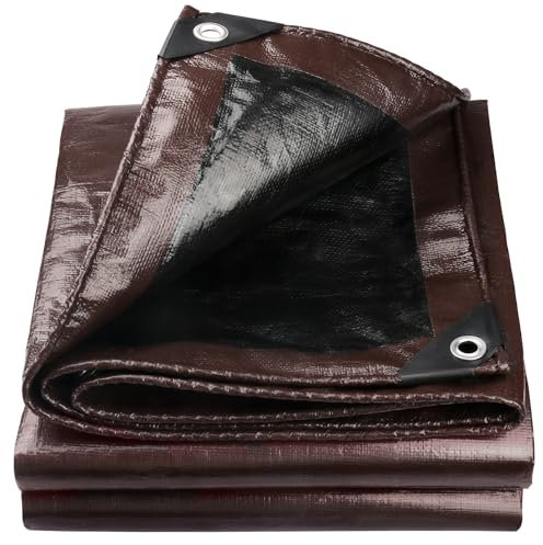 Onarway Telone impermeabile e resistente: 2 m x 6 m, 150 g/m², telo impermeabile con occhielli rinforzati, multiuso per esterni, marrone nero