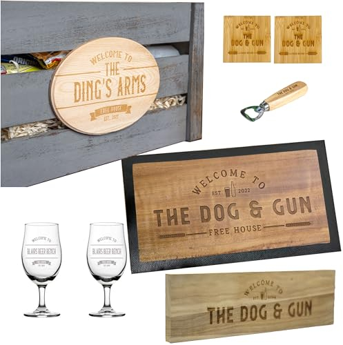 Welcome to The Dog & Gun, Wooden Signs, Barmat & Bar Accessories (Bar Sign)