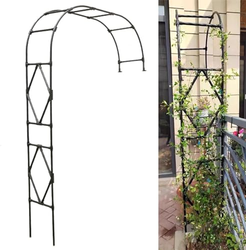 Rosenbogen aus Metall gegen die Wand Gartenbogen Spalier Torbogen Rankhilfe für Kletterpflanzen und Rosen Rankgitter für Rasen Hof Veranda