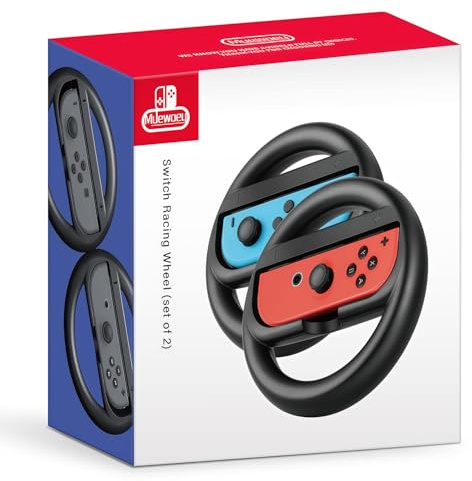 OEM Steering Wheels for Switch & OLED JoyCons, Racing Wheels for Mario Kart 8 Deluxe [Mariokart Steering Wheel Joy Con Controller Attachment Accessories] (2 Pack)