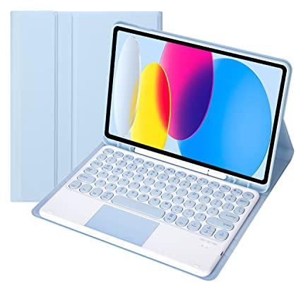 Bueuwe Funda con Teclado para iPad de 9,7 Pulgadas, 6.ª generación 2018, iPad 5.ª generación 2017, iPad Air 2/1, Pro 9,7 Pulgadas, Teclado Bluetooth con Panel táctil, portalápices,Azul