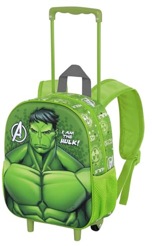 Marvel Hulk Rage-Kleiner 3D Rucksack mit Rädern, Grün, 26 x 34 cm, Kapazität 7 L