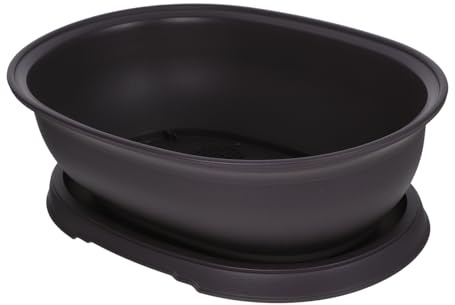 FONDOTIN Maceta Ovalada para Bonsái de Plástico PP, Diseño Simple | 1 Juego, Bandeja Incluida, Apta para Planta y Suculenta, Uso en Balcón y Jardín