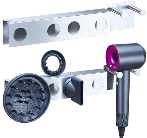 Porta Phon da Muro, Porta Asciugacapelli Bagno in Acciaio Inossidabile, Porta Accessori per Asciugacapelli, Supporto Adesivo Phon, Porta Phon da Parete per Bagno, Camera da Letto E Barbieri