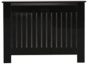 CFDZ High Gloss Black Radiator Cover Cabinet Display Table Storage Shelf Vertical Slat Style Living Room Bedroom 4 Size S/M/L/XL (M: W111.5 x D19 x H85 cm(Overall Size))