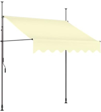 MBBTAG Tenda da Sole per Esterno a Bracci Tendalino Parasole Retrattile Manuale Altezza Regolabile Telaio Telescopico Senza Forare Tenda da Sole a Caduta Adatto per Terrazze/Giardini/Negozi(Beige,4m)