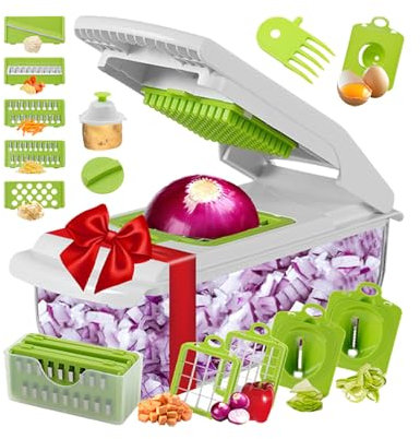 Rrlihjgu Cortador De Verduras,Picador Y Cortador De Cebolla Para Cocina - Herramienta Manual Multiusos Con Recipiente Para Patatas, Ajo, Frutas Y Hogar