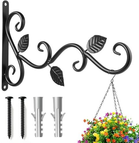 Arcjunys Wandhaken Blumenampel Halterung Wandhaken für Blumenampel 30cm Pflanzenhalterung Blumenampelhalter Hängepflanzenhalter mit Schrauben für Pflanzer Vogelhäuschen Laternen Windspiele Schwarz