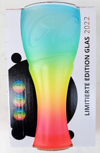 sefrado Bundle 1 x Cola Regenbogen Glas McDonalds Österreich 2022 Sammel Gläser kompatibel mit exclusivem Untersetzer