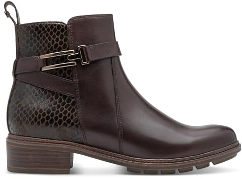 Infinity Leather Stivaletti Chelsea da Donna in Pelle Marrone con Tacco a Spillo, Fibbia e Cerniera