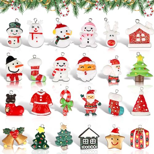 Huanmin 24 Stück Weihnachtsanhänger Set, 2025 Mini Weihnachtsbaumschmuck, Weihnachtsbaum Deko, Weihnachtsbaum Schmuck für Weihnacht-sbaum Dekorationen, Urlaub, Party
