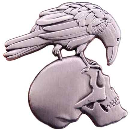 Geprägte Rabe Schädel Emaille Pin, Halloween Schmuck Brosche