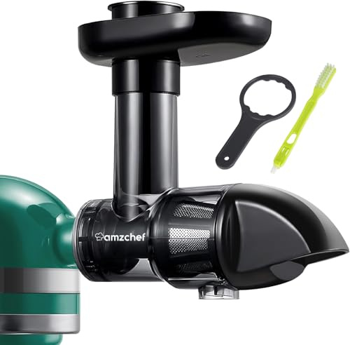 AMZCHEF Entsafter Zubehör – Kompatibel mit KitchenAid Küchenmaschinen, Slow Juicer Zubehör für Obst & Gemüse, Schwarz (Nur Zubehör, Entsafter Aufsatz Set)
