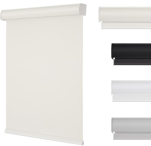 Changshade Cordless Roller Shades Blackout Blinds for Windows Room Darkening Rolled Up Shades with Spring System, UV Protection Window Shades Door Blinds for Home and Office（34.5 W x 72 H,Beige）