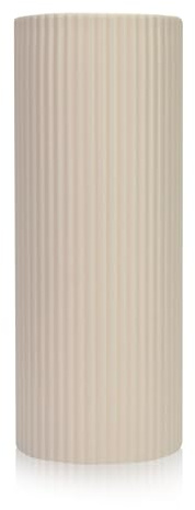 Jean & len Jarrón Acanalado de dolomita, jarrón cilíndrico para Flores o Decoraciones, Color Beige, con un diseño Acanalado Atemporal, Ideal para Cualquier decoración, 23 x 9 cm