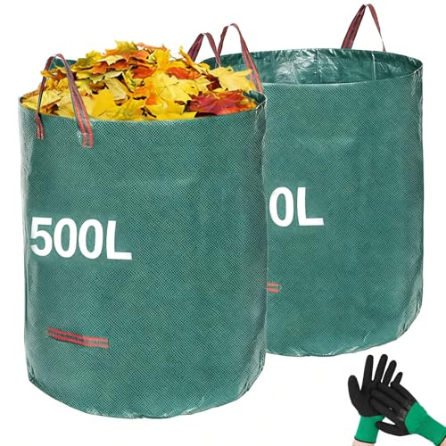 2-Pack Yard Waste Bags, Reusable Heavy Duty Collapsible Garden Leaf Bags with Handle, Stand-Up Yard Waste Bin for Leaves, Lawn Debris & Grass Clippings, Lightweight and Portable
