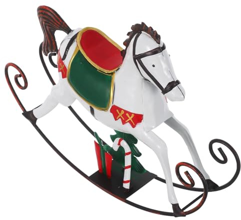 FUTUREORYY Figura de Caballo Balancín de Navidad Adorno de Caballo Navideño Vintage para Centro de Mesa o Decoración Festiva de Fiesta