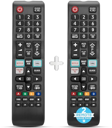 2 Pack Samsung TV Remote Control Replacement for Smart TVs Universal Remote for LED QLED UHD 4K 8K TVs No Setup Required Netflix Prime Video Rakuten Shortcut Buttons