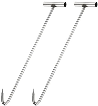 PATIKIL Gancio per botola da 40 cm, 2 pezzi, in acciaio inossidabile 304, coperchio a forma di T, sollevatore con punta appuntita per sollevare, tirare, copertura per scarico tempesta