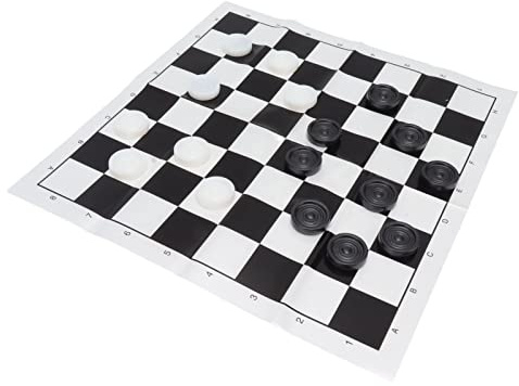 Ejoyous Set Dama in Plastica, Gioco di Pensiero Educativo, 24 Pezzi con Scacchiera Portatile, per Divertimento in Famiglia e Intrattenimento all'aperto, Dai 3 Anni in su