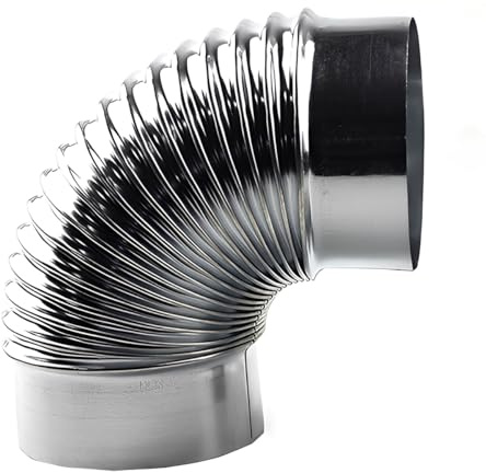 Tubo de acero inoxidable for estufa, codo de 90°, Ø50/60/70/80/90/100/110/120 mm, resistente al calor, for chimeneas de leña.(120mm)