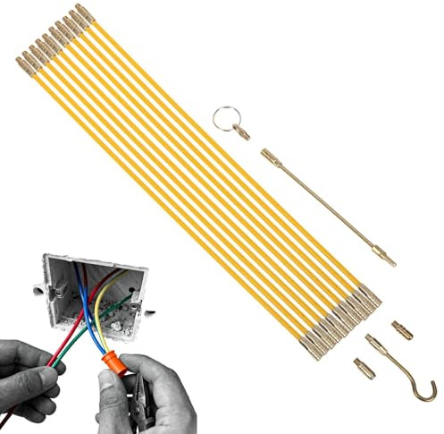 Varillas de Fibra de Vidrio para Pasar Cables,Pinza Eléctrica Extractora | Varillas de Fibra de Vidrio - para Conductos de Pared, Interior y Exterior, para Electricistas
