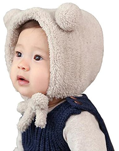 Cheerlife Baby Mütze Bär Tiermütze Winter Ohrenschutz Jungen Mädchen Wintermütze (Beige)
