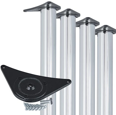 Gedotec Tischbeine Metall Chrom Poliert D 60 mm [EXTREM STABIL] 4 Stück I Höhenverstellbar 710 mm + 30 mm I Inkl. Befestigungsmaterial I Table Legs